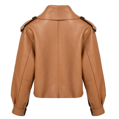 Women Plus Size Colorful Pure Genuine Real Sheep Skin Leather Jacket
