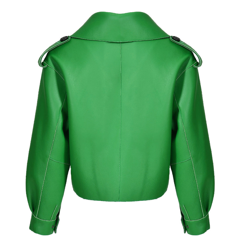 Women Plus Size Colorful Pure Genuine Real Sheep Skin Leather Jacket