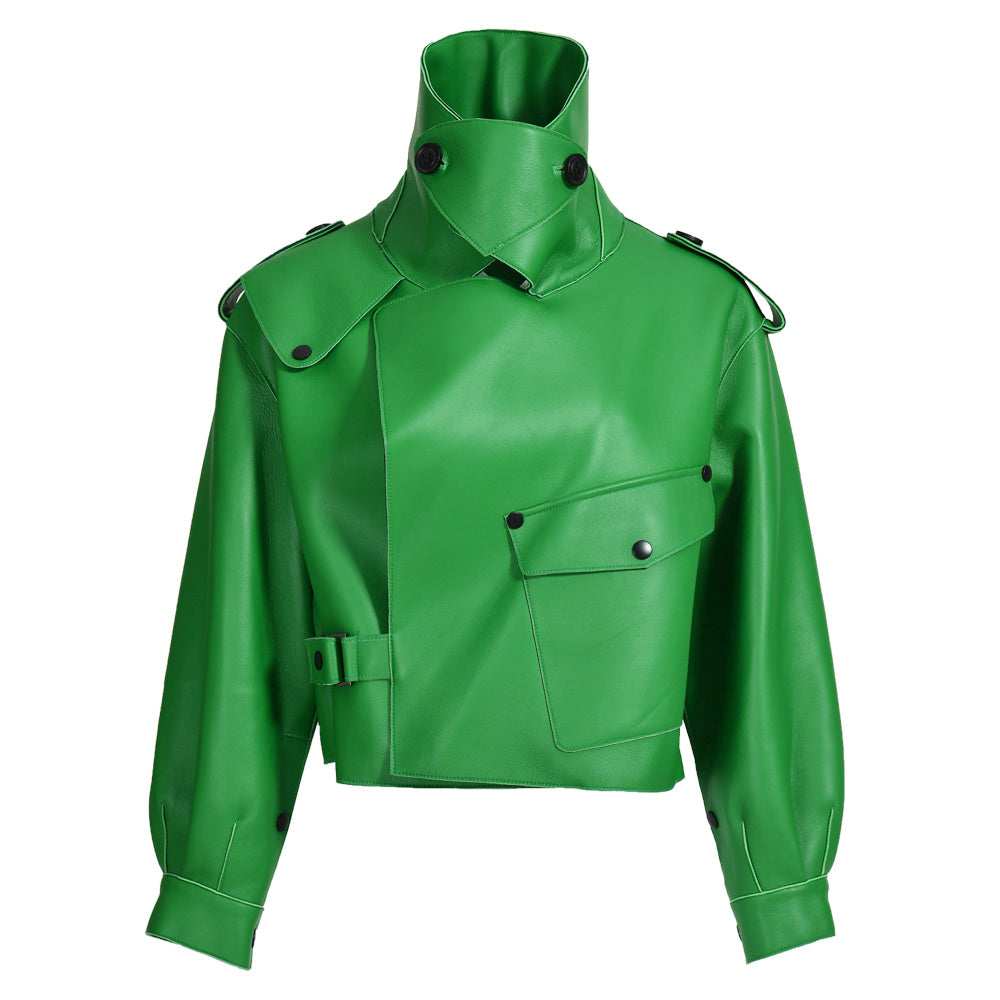 Women Plus Size Colorful Pure Genuine Real Sheep Skin Leather Jacket
