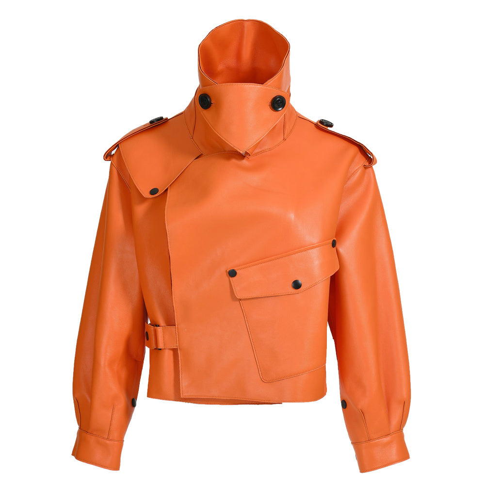 Women Plus Size Colorful Pure Genuine Real Sheep Skin Leather Jacket