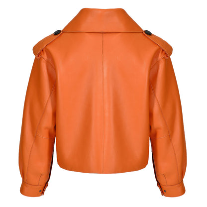 Women Plus Size Colorful Pure Genuine Real Sheep Skin Leather Jacket