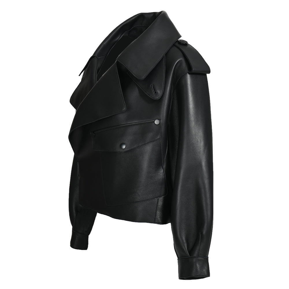 Women Plus Size Colorful Pure Genuine Real Sheep Skin Leather Jacket