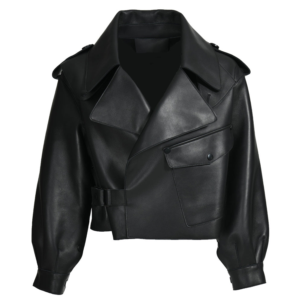 Women Plus Size Colorful Pure Genuine Real Sheep Skin Leather Jacket