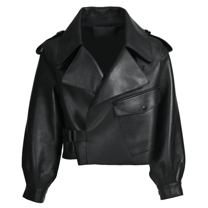 Women Plus Size Colorful Pure Genuine Real Sheep Skin Leather Jacket