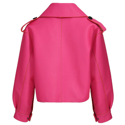 Women Plus Size Colorful Pure Genuine Real Sheep Skin Leather Jacket