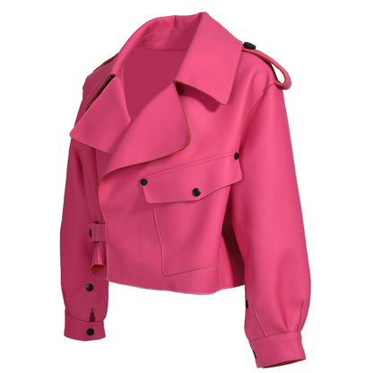 Women Plus Size Colorful Pure Genuine Real Sheep Skin Leather Jacket