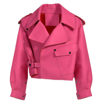 Women Plus Size Colorful Pure Genuine Real Sheep Skin Leather Jacket