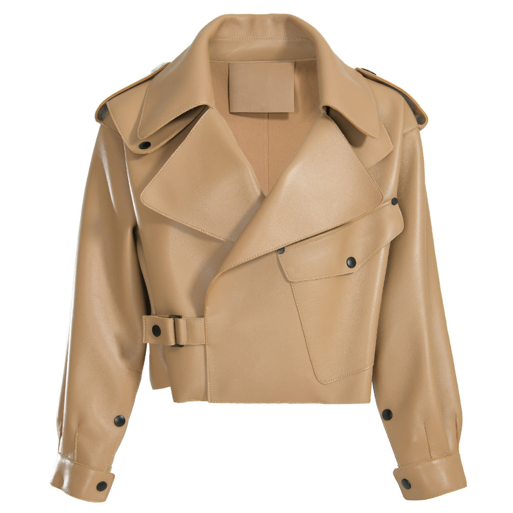 Women Plus Size Colorful Pure Genuine Real Sheep Skin Leather Jacket