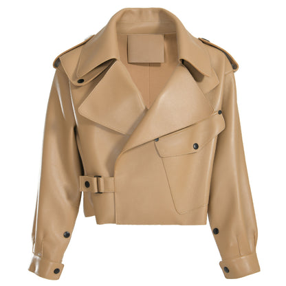 Women Plus Size Colorful Pure Genuine Real Sheep Skin Leather Jacket