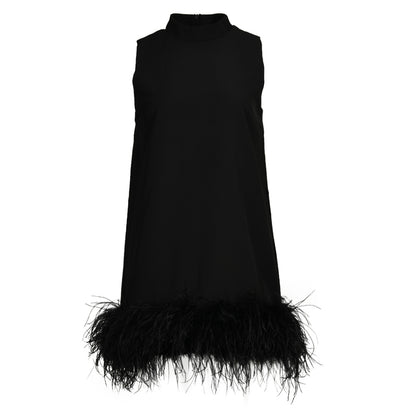 Patchwork Chiffon Ladies Tube Tops Tank Tops Strapless Vest Sleeveless Women Tops With Ostrich Feather