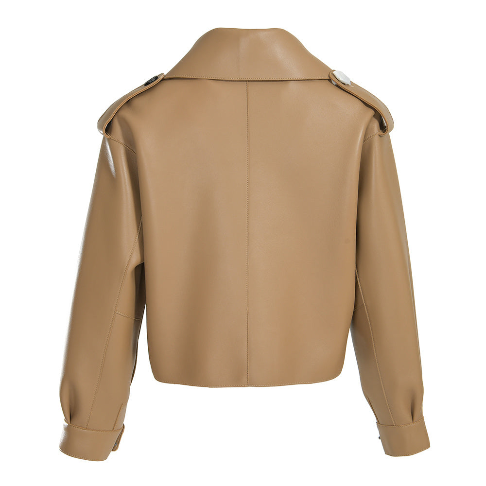 Women Plus Size Colorful Pure Genuine Real Sheep Skin Leather Jacket