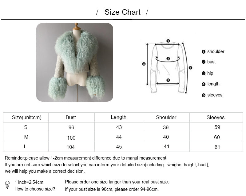Thick Warm Long Sleeves Sheep Fur Short Style Autumn Big Luxury Lamb Fur Collar