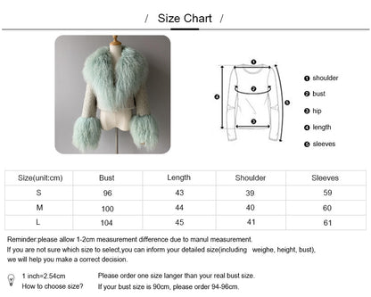 Thick Warm Long Sleeves Sheep Fur Short Style Autumn Big Luxury Lamb Fur Collar
