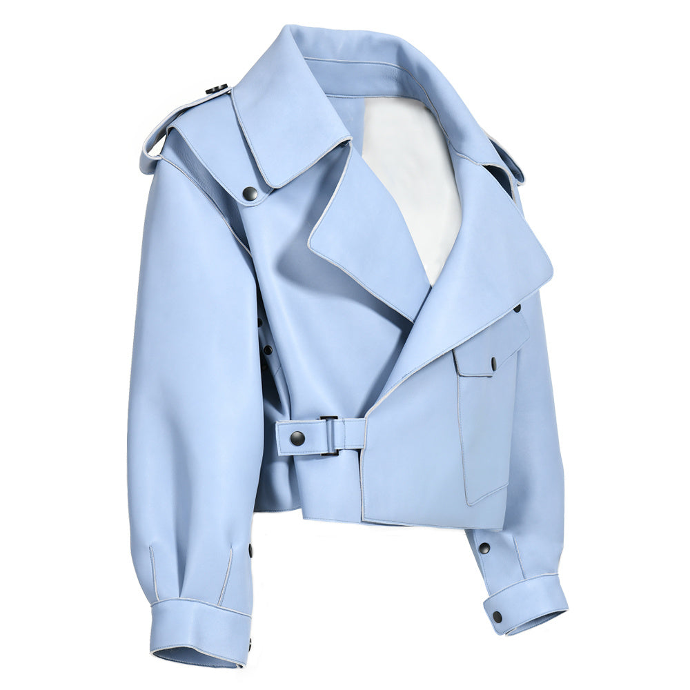 Women Plus Size Colorful Pure Genuine Real Sheep Skin Leather Jacket