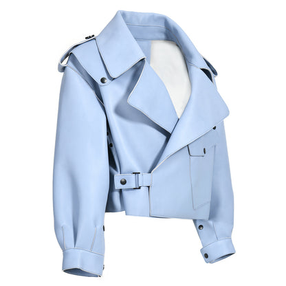 Women Plus Size Colorful Pure Genuine Real Sheep Skin Leather Jacket