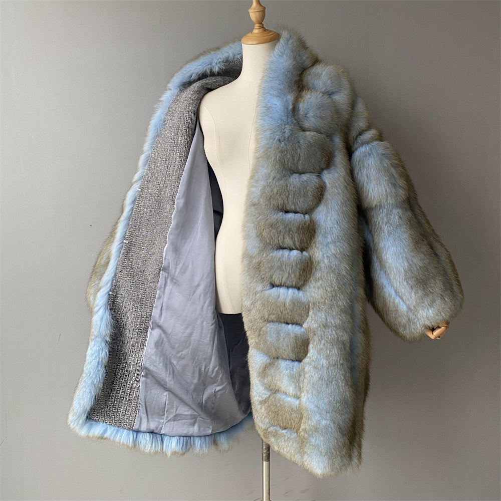Custom Genuine Women Winter Outwear Natural Real Fox Fur Coat