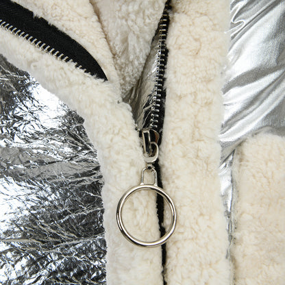 New Style Genuine Shearling Jacket With Sheep Fur Winter Fashion Women Sheepskin Shearling Leather Coat
