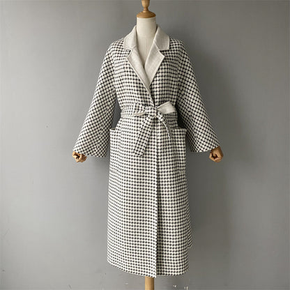 Solid Color Cashmere Coat With Big Side Pocket And Removable Belt