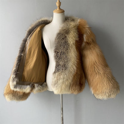 Winter Warm Thick Regular Length Ladies Genuine Fluffy Fox Fur Coat Custom Wholesale Women Real Fox Fur Coat