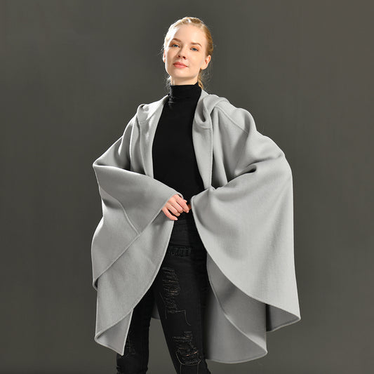 Jaxmonoy Fashion Girls Double Sided Cashmere Wool Cloak