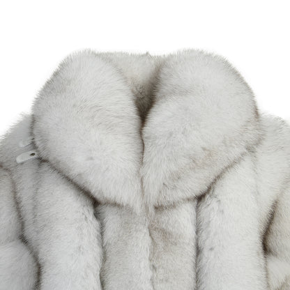 High Quality Solid Color 2023 Women Real Fox Fur Coats With Fox Fur Collars