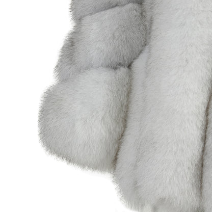 High Quality Solid Color 2023 Women Real Fox Fur Coats With Fox Fur Collars