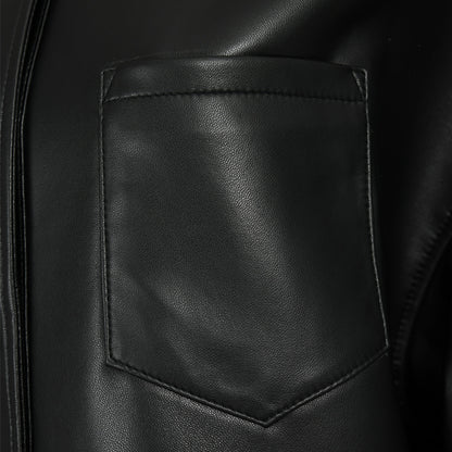Popular V-neck Collar Regular Length Women Genuine Sheepskin Leather Jackets