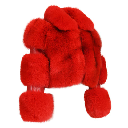Winter Warm Real Fluffy Woman Cropped Fox Fur Jacket