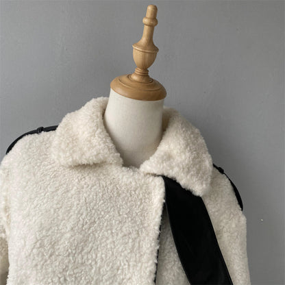 Genuine Shearling Coat With Belt Design Wholesale Custom Sheepskin Coat