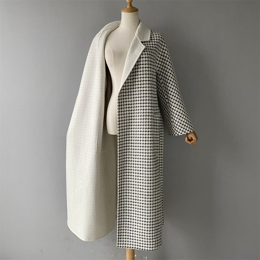 Solid Color Cashmere Coat With Big Side Pocket And Removable Belt
