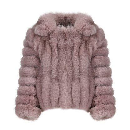 Regular Length Genuine Fox Fur Coat Custom Color Fashion Fluffy Real Fox Fur Women Coat