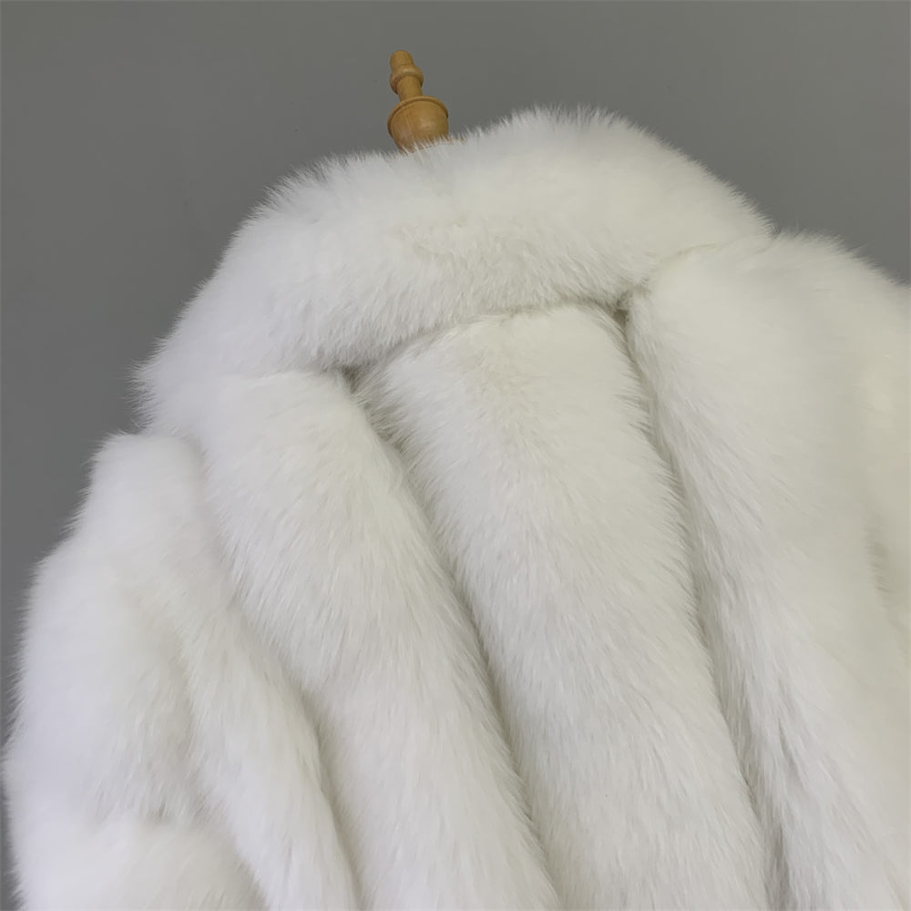 Jaxmonoy Fashion Wholesale Genuine Fox Fur Coat Women Winter Outwear Real Fox Fur Coat