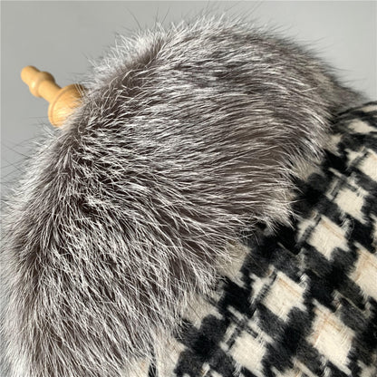 Jaxmonoy Sim Solid Cashmere Coat With Luxurious Real Fur Collar And Cuffs