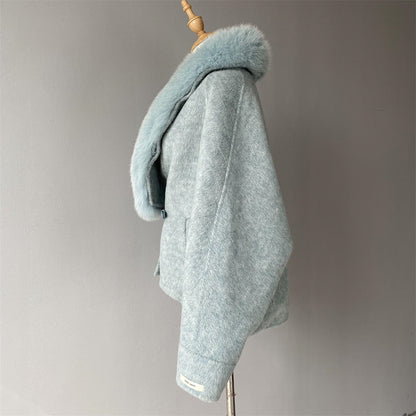 Custom High Quality Double-faced Cashmere Coat With Luxury Real Fox Fur Collar