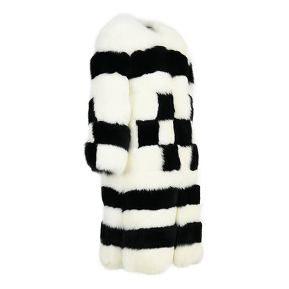 Long Style Mixed Color Luxury Genuine Fox Fur Coat Fashion Women Real Fox fur Winter Coat