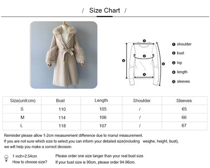 Jaxmonoy Sim Solid Cashmere Coat With Luxurious Real Fur Collar And Cuffs