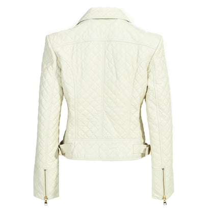 Popular Colorful Leather Coat Belt Zipper Design V-neck Genuine Leather Jacket Women