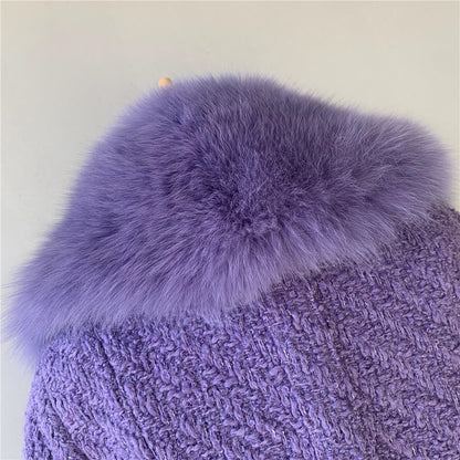 Jaxmonoy Popular Cashmere Coat With Real Fox Fur Collar And Cuffs