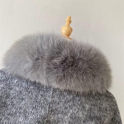 Custom High Quality Double-faced Cashmere Coat With Luxury Real Fox Fur Collar