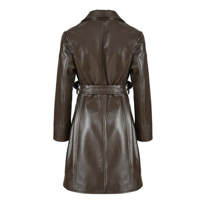 Custom Color Real Sheepskin Leather Coat With Belt 2023
