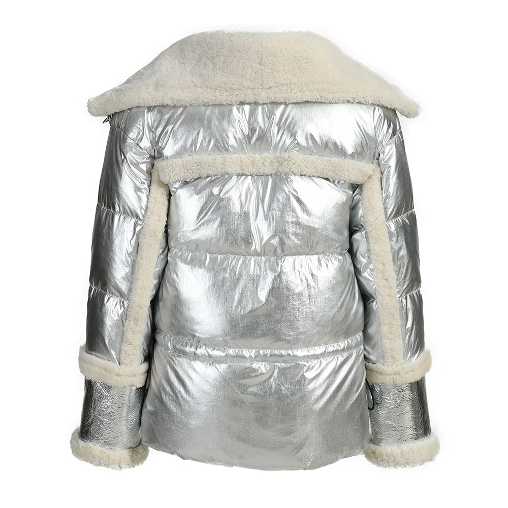 New Style Genuine Shearling Jacket With Sheep Fur Winter Fashion Women Sheepskin Shearling Leather Coat
