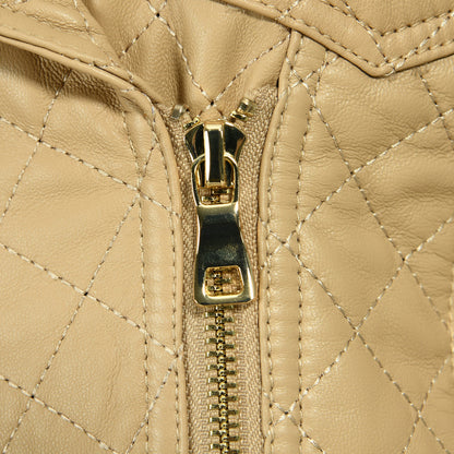 Popular Colorful Leather Coat Belt Zipper Design V-neck Genuine Leather Jacket Women