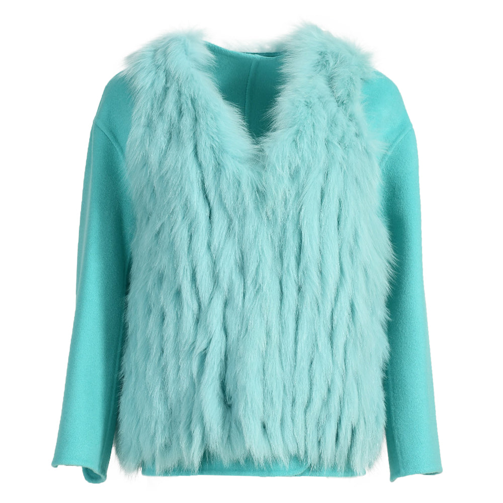V-neck Double-sided Cashmere Wool Coat Removable Fox Fur Vest