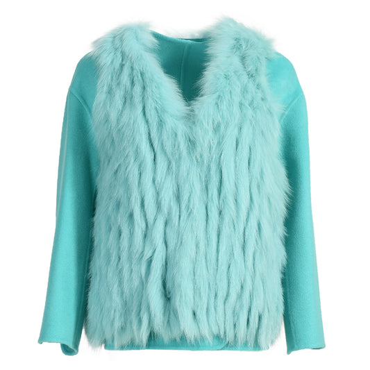 V-neck Double-sided Cashmere Wool Coat Removable Fox Fur Vest