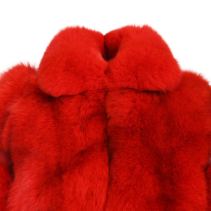 Winter Warm Real Fluffy Woman Cropped Fox Fur Jacket