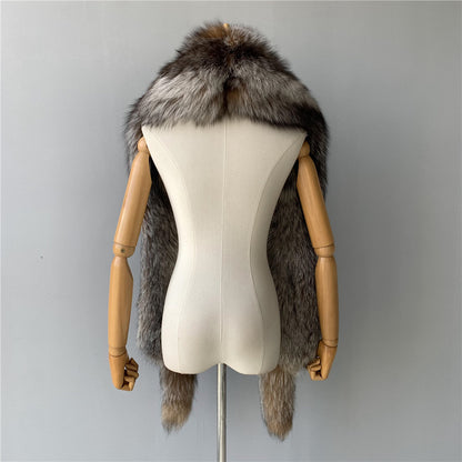 Jaxmonoy Trending Fashion Winter Luxurious Style Outwear Real Fox Fur Shawl