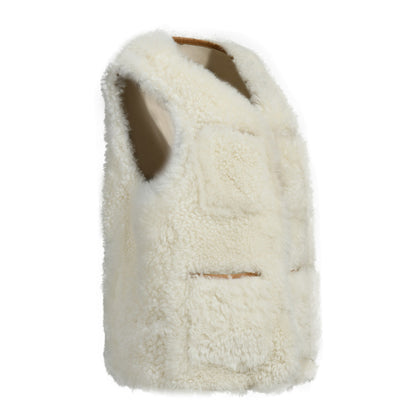 Winter Stylish V-neck Real Sheep Fur Gilet Custom Fashion Genuine Shearling Vest Women