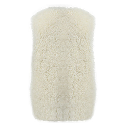 Winter Stylish V-neck Real Sheep Fur Gilet Custom Fashion Genuine Shearling Vest Women