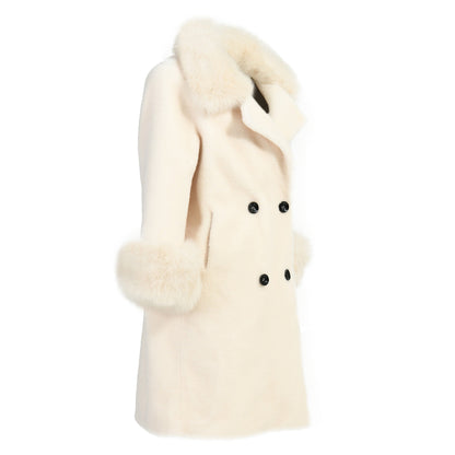 Warm Custom Long Sheep Teddy Coat With Real Fox Fur Collar And Cuffs Winter Women Warm Teddy Bear Coat