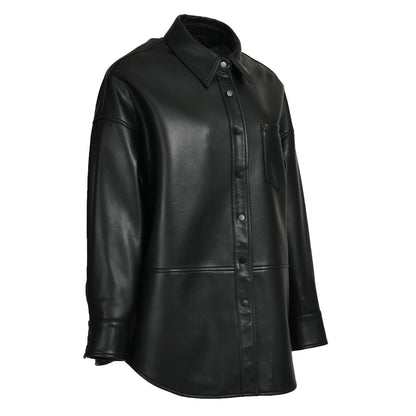 Popular V-neck Collar Regular Length Women Genuine Sheepskin Leather Jackets